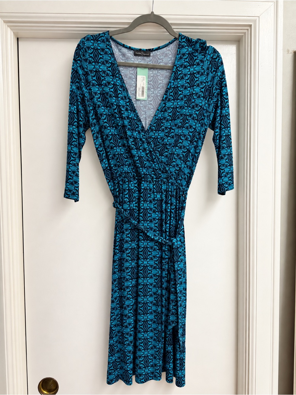 NWT Market & Spruce (Stitch Fix) Teal Patterned Wrap Dress, Size S